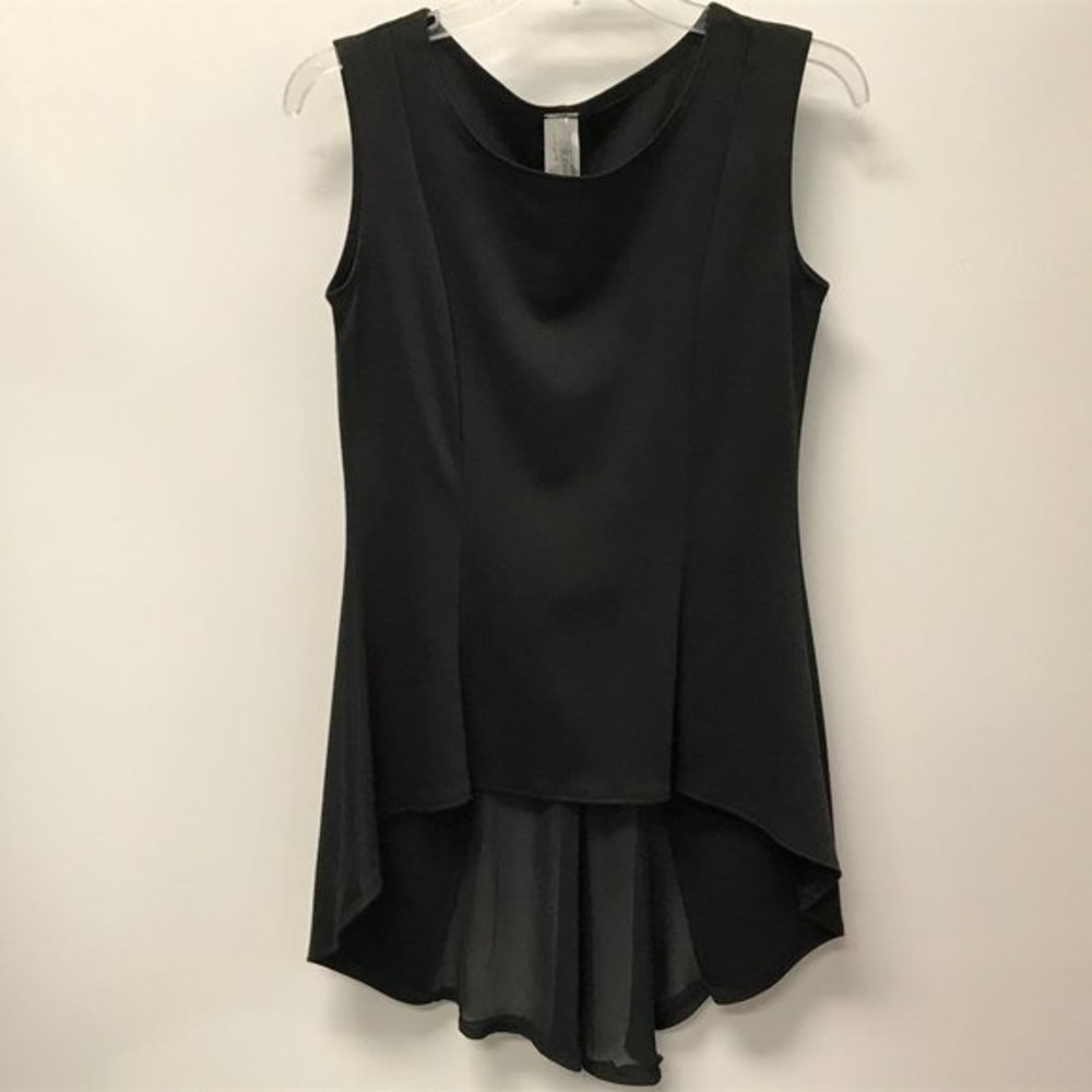 NWOT B Envied Black Hi Lo Sheer Godet Tank Top